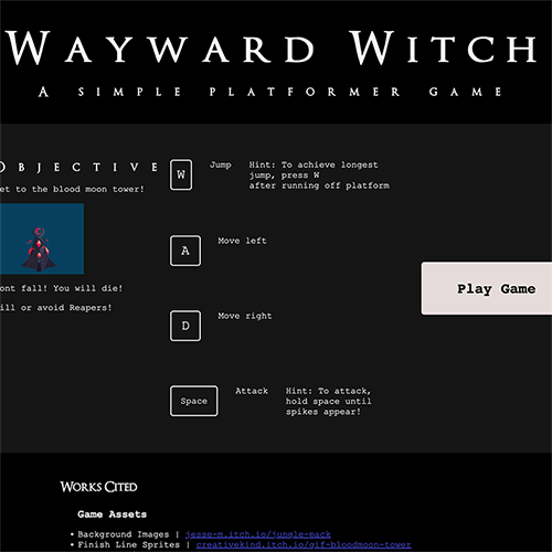 image of wayward witch website